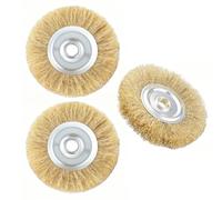 3Pcs Brass Coated Wire Brush Wire Wheel Brush for Angle Grinder 100mm Brass Plated Crimped Steel Brushes for Rust Removal Deburring Joint Cleaning Polishing