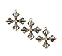3pcs Brass Vajra Pendant Keychain Charm for Keys and Bag Zipper Pull | Vintage Retro Style, Aged Engraved Antique Finish, Golden Polished Brass, Daily Carry for Collectors and Wearers