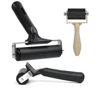 3Pcs Brayer Roller for Crafts Print Roller FOCCTS Art Screen Roller Rubber Roller Brayer Rollers Ink Roller Glue Roller Printmaking Brayer with Paint Brush Ink Applicator Art Craft Oil Painting Tool