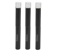 3Pcs Brazed Dry Drill Bit, Diamond Hole Saw Cutter for Granite Ceramic Tile, 10mm Hex Shank Black Dry - Use Drill Bit with Cooling Wax for Angle Grinder and Electric