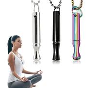 3PCS Breathing Necklace, Stainless Steel Anxiety Necklace, Breathing Exercises Necklace in 3 Colors, Portable Stainless Steel Whistle Necklaces for Men Women Meditation