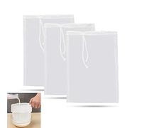 3pcs Brew Bag Filter,Fine Mesh Nylon Straining Bag,Washable Strainer Bags,Reusable Micron Fine Mesh Filter Bags with Rope for Nut Milk,Green Juice,Cold Brew,Home Brewing(200 Mesh,20x30cm)