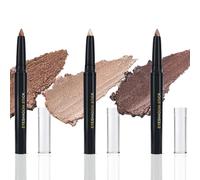 3PCS Brown Eyeshadow Stick Set,Waterproof & Smudge-Proof Glitter Eye Shadow,Long-Lasting Cream Eyeshadow Pencil for Beginners & Professionals,High Pigmented Dark Brown Eye Shadow Sticks