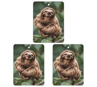3PCS Brown Sloth Car Air Freshener Hanging Scented Cards Cute White Car Fresheners Long Lasting New Cars Scents for Women Men Natural Air Freshener with Lanyard Automotive Freshies