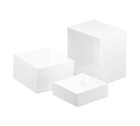 3pcs Buffet Risers, 6x7x8 Inch White Acrylic Food Riser Cupcake Stand Risers Food Display Stands for Buffet Table Party Dessert, Keep Neat and Elegant