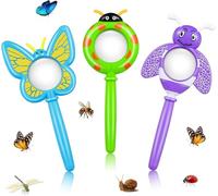 3Pcs Bug Magnifier for Kids, Handheld Butterfly Bee Ladybug Magnifying Glass, Kids Insect Magnifying Glass for Boys and Girls Gift Outdoor Activities
