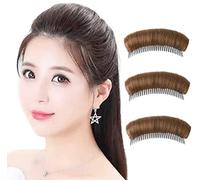 3Pcs Bump It Up Volume Hair Base Women Volume Bump Inserts Hair Bun Invisible False Hair Clip Hair Bump Up Combs Clips Bump Fluffy Hair Pad Styling Insert Tool for DIY Hairstyles-Light Brown