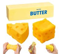 3PCS Butter Squishy Cheese Squishy Set, Realistic Slow Rising Food Squishies, Soft Stress Balls, Sensory Fidget Toy, Anxiety Relief Squeeze Toy for Adults, Office Desk Gift