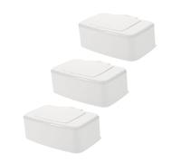 3pcs Button Press Wipes Dispenser Box Portable Refillable Pp with Lid | White Set, Household Tissue Case for Travel Use, Fits Diaper Bag, No Strange Smell, Healthy Storage