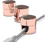 3Pcs Cable Anchors for Desk Organization, Premium Aluminum Cord Organizers, Cable Organizers with Screws, Premium Cord Organizers for Home & Office (Rose Gold)