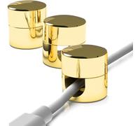 3Pcs Cable Anchors for Desk Organization, Premium Aluminum Cord Organizers, Cable Organizers with Screws, Premium Cord Organizers for Home & Office (Gold)