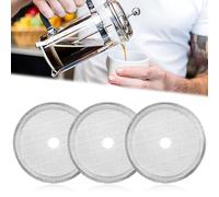 3pcs Cafetiere Filter Mesh, French Press Filter Replacement Cafetiere Filter Screen Stainless Steel 4 in Cafetiere Replacement Filter Cafetiere Mesh Replacement for 8 Cup / 34 OZ/ 1L