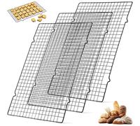 3Pcs Cake Cooling Rack, 40x25cm Oven Safe Wire Racks Baking Accessories Grill Essentials, Black Non Stick Coated Baking Tray Cookies Drying Shelves for Biscuits Roasting, Meat Grilling, Pizza Cooking