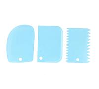 3PCS Cake Cream Scraper Set Premium Dough Cutters Kitchen Baking Tools for Cake Decorating Bread Dough Pizza Pastry Ergonomic Plastic Scrapers Dishwasher Safe Food Grade 4.4in (Blue)