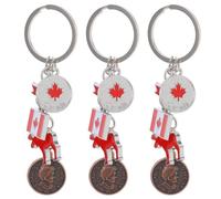 3pcs Canada Souvenir Cute Keychains Canada Flag Key Ring Key Ring Party Decorations Hoop Purse Keychain Bracelet Country Keychain Handbag Round Man