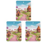 3PCS Candy Land Car Air Freshener Hanging Scented Cards Cute Black Car Fresheners Long Lasting New Cars Scents for Women Men Natural Air Freshener with Lanyard Automotive Freshies