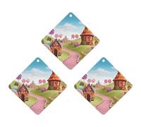 3PCS Candy Land Car Air Freshener Hanging Scented Cards Cute Black Car Fresheners Long Lasting New Cars Scents for Women Men Natural Air Freshener with Lanyard Automotive Freshies