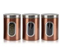 3Pcs Canisters Stainless Steel 1.5L Kitchen Storage Canisters with Secure Lids,Transparent Viewing Window Airtight Food Storage Tin Containers for Tea Coffee Sugar Flour and Sugar Cereal