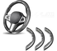 3PCS Car Steering Wheel Cover for Megane E-Tech Electric/PHEV plug-in hybrid 2022 2023 2024, Segmented Grip Carbon Fibre Anti-Slip Sporty Steering Wheel Cover Protector Accessories,Silver