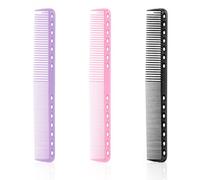 3pcs Carbon Fiber Cutting Comb Professional Heat Resistant Haircutting Comb - Medium and Fine Tooth for Man and Woman Clipper Cuts - Salon and Home
