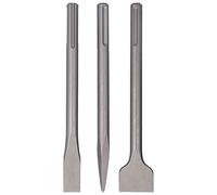 3Pcs Carbon Steel Scaling Flat Point Chisel Kit Rotating Hammer Drill Bits Tile Concrete Work (SDS (Five pits))