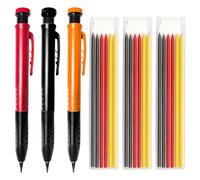 3Pcs Carpenter Pencils with 21 Refills, Builders Pencil, Deep Hole Pencil with Built-in Sharpener, Perfect for Woodworking Construction and DIY, Durable Work Pencils for Builders and Carpenters