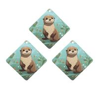 3PCS Cartoon Cute Otter Car Air Freshener Hanging Scented Cards Cute Gray Car Fresheners Long Lasting New Cars Scents for Women Men Natural Air Freshener with Lanyard Automotive Freshies