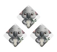 3PCS Cartoon Koala Car Air Freshener Hanging Scented Cards Cute Black Car Fresheners Long Lasting New Cars Scents for Women Men Natural Air Freshener with Lanyard Automotive Freshies
