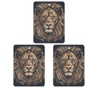 3PCS Cartoon Lion Car Air Freshener Hanging Scented Cards Cute Black Car Fresheners Long Lasting New Cars Scents for Women Men Natural Air Freshener with Lanyard Automotive Freshies