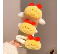 3pcs Cartoon Little Yellow Chicken Plush Hairpin Hair Ring Sweet Hair Clips Girly Shark Clips Cute Bangs Clips Hair Accessories Gifts