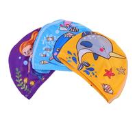 3pcs Cartoon Printed Swim Cap Polyester for Swimming