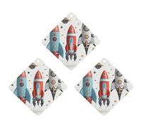 3PCS Cartoon Rockets Car Air Freshener Hanging Scented Cards Cute White Car Fresheners Long Lasting New Cars Scents for Women Men Natural Air Freshener with Lanyard Automotive Freshies