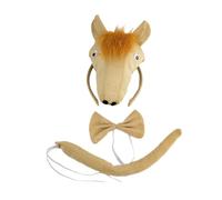 3pcs Cartoon Stuffed Horse Hair Hoop With Tail/Bowtie/Glove Set Performances Role Play Headwear For Teens Girl Child Cosplay Headbands Ears Animal Ears Headbands Cosplay Stuffed