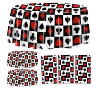 3Pcs Casino Tablecloths, Poker Table Cover, Round Casino Theme Table Cloth for Picnic Birthday Playing Card Casino Party Decorations, 84 x 84 Inch