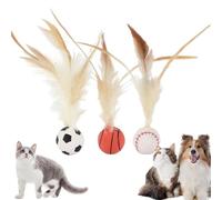 3PCS Cat Bouncy Ball with Feather,Cat Toy Balls,Bouncy Tails C-at Toys for Indoor Cats,Interactive Boun-cy Ball for C-at Dog,C-at Fea-ther Toy,C-at Entertainment Boun-cy Ba-ll Toy,Feather C-at Toys