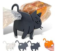 3Pcs Cat Butt Bread Bag Tie - 3D Printed Funny Novelty Food Bag Clips, Reusable Quirky Kitchen Gadget, Air-Tight Food Fresh Keeper, Cat Lovers Home Decor Gift (Dark Gray)