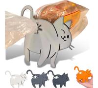 3Pcs Cat Butt Bread Bag Tie - 3D Printed Funny Novelty Food Bag Clips, Reusable Quirky Kitchen Gadget, Air-Tight Food Fresh Keeper, Cat Lovers Home Decor Gift (White)