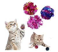 3pcs cat Crinkle Balls Cat Toys, Pet Rattle Paper Ball, Colorful Paper Ball Chase Training Activity for Cats Kittens, each ball about 5.5cm, Lightweight and Multicolor