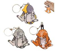 3PCS Cat Interactive-Style Keychain, Funny Wiggling Cat Keychain with Rotating Cats Eggs, Cute Wiggling 3D Cat Keychain, Funny Pull-Out Cats Play Pendant Bag Charm, Durable Cat Keychain for Women