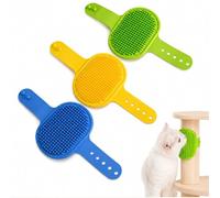 3pcs Cat Self Groomer - TPR with 241 Massage Teeth, Cat Brush for Deshedding, Massage & Cleaning, Adjustable Strap Fits 35-55mm Table Legs & Corners, for Short & Long Haired Cats