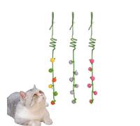 3Pcs Cat Spring Toys with Ball ，Fruit Design， Hanging Kitten Toys Pets ，Interactive Toy Cat Ball Toys with Bell ，Long Tail Elastic Soft Plush Cat Toys for Indoor Kitten and Cats (Fruit, 3pcs)