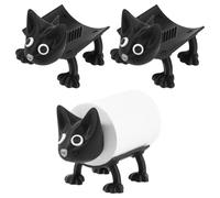 3PCS Cat Toilet Roll Holder Funny Toilet Paper Holder Free Standing Bathroom Set Pink Pig Paper Roll Storage Multifunctional Tissue Paper Stand for Wall Home Bathroom Decor(Cat)