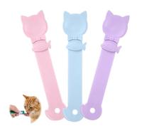 3PCS Cat Treat Dispenser for Churu Lickable Kitten Snacks, Pet Feeding Spoon Squeezer for Wet Food, Mess-Free Feline Treats Slider, Tail Design Multi-Function Feeder, 3 Colors