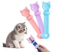 3PCS Cat Treat Spoon, Lickable Churu Spoon Cat Treat Dispenser Squeeze | Feeding Spoon for Churu Paste Treats Wet Food Licky Treats for Kitten Essential Cat Accessories for Daily Feeding (3 Color)
