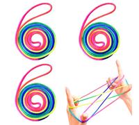 3Pcs Cats Cradle String Rainbow Colour Fumble Finger Thread Rope Strings Finger String Games Developmental Toy for Teens Adults