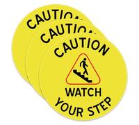 3pcs Caution Watch Your Step Sign, Yellow Safety Acrylic Sticker Warning Mind the Step Sign Self-Adhesive Caution Safety Mark for Offices Restaurants