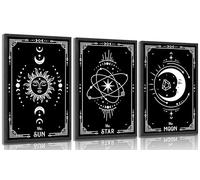 3Pcs Celestial Tarot Bodies Wall art Gothic Mystic Astrology Paintings Pictures Wall Decor Minimalist Tarot Bodies Sun Moon Star Posters for Bedroom Home Decoration Unframed 12x16inch