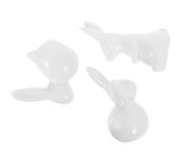 3pcs Ceramic Bunny Statue White Mini Rabbit Figurine for Desk Display | Matte White Finish, Stable Display, Workspace and Bedside Tables, Handglazed Ceramic with Short Design