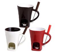 3PCS Ceramic Chocolate Fondue Mug with Forks & a Tealight, Chocolate Melting Cup, Personal Cheese Melting Cup, Butter Warmers Pot, Warmer Mug for Candy Snack Caramel Chocolat-e Party