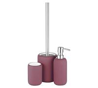 3pcs Ceramic Matt Colour Matching Bathroom Dispenser Tumbler Toilet Brush Set (Purple)